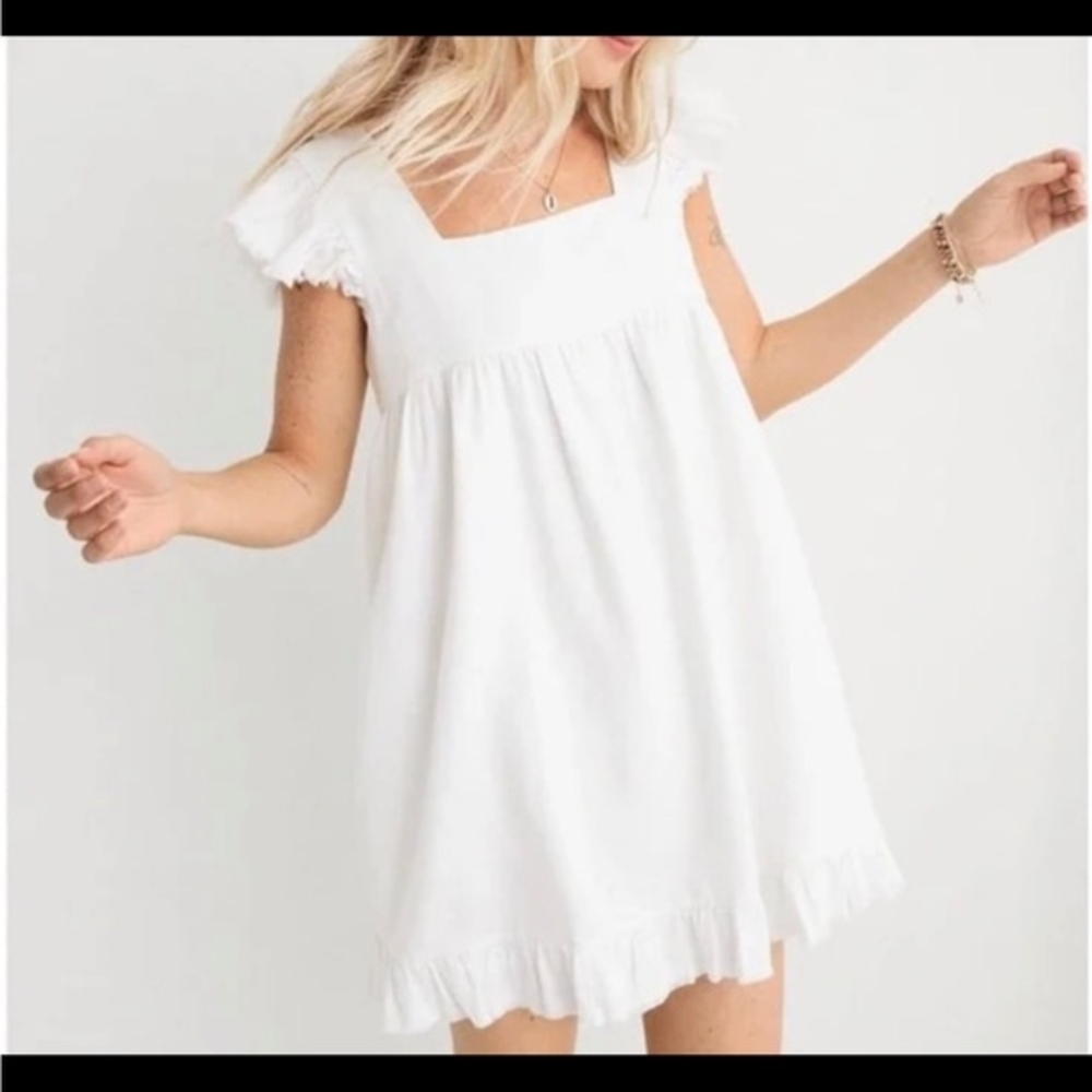White Ruffled Babydoll Dress